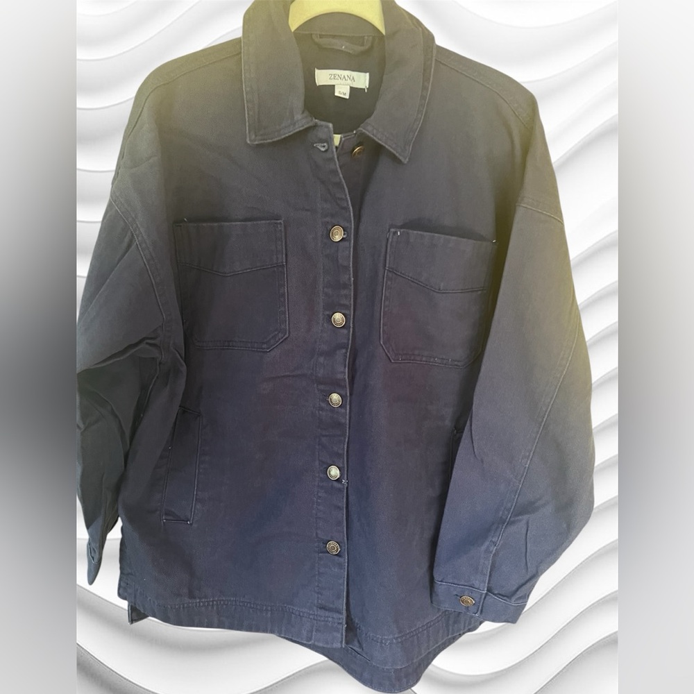 Zenana Navy Blue Women's Denim Barn Jacket